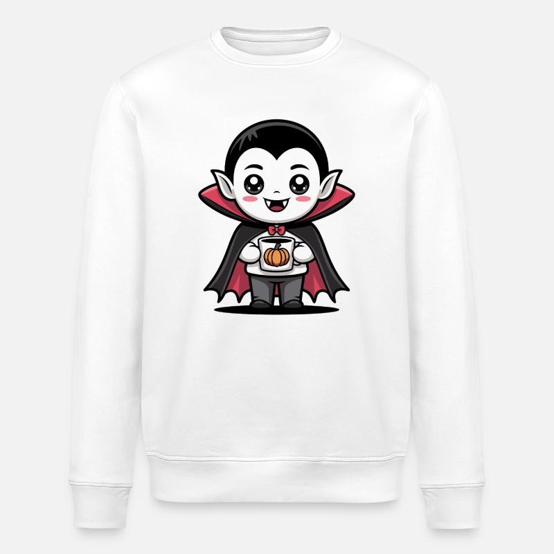 Pumpkin Vampire Halloween Design - Stanley/Stella ROLLER Unisex Organic Sweatshirt - white