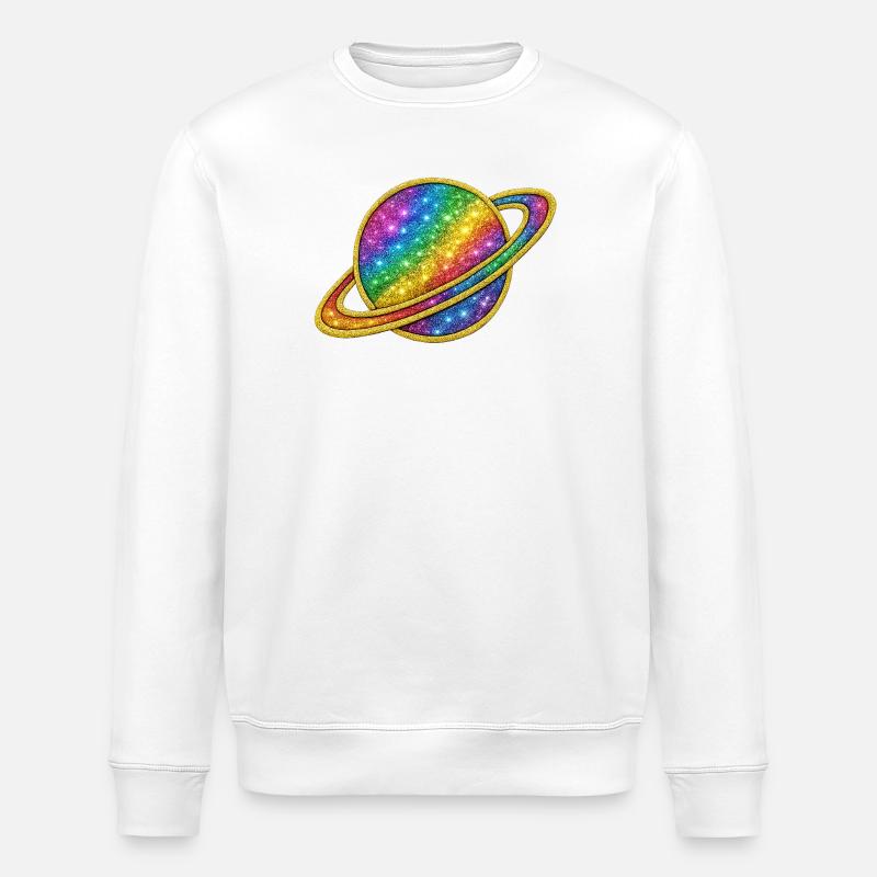 Glittering Rainbow Galaxy Design - Stanley/Stella ROLLER Unisex Organic Sweatshirt - white