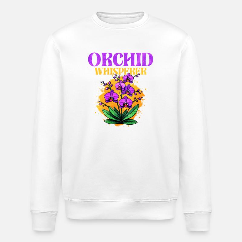 Conception de murmure d'orchidée - Sweat bio ROLLER Stanley/Stella Unisexe - blanc