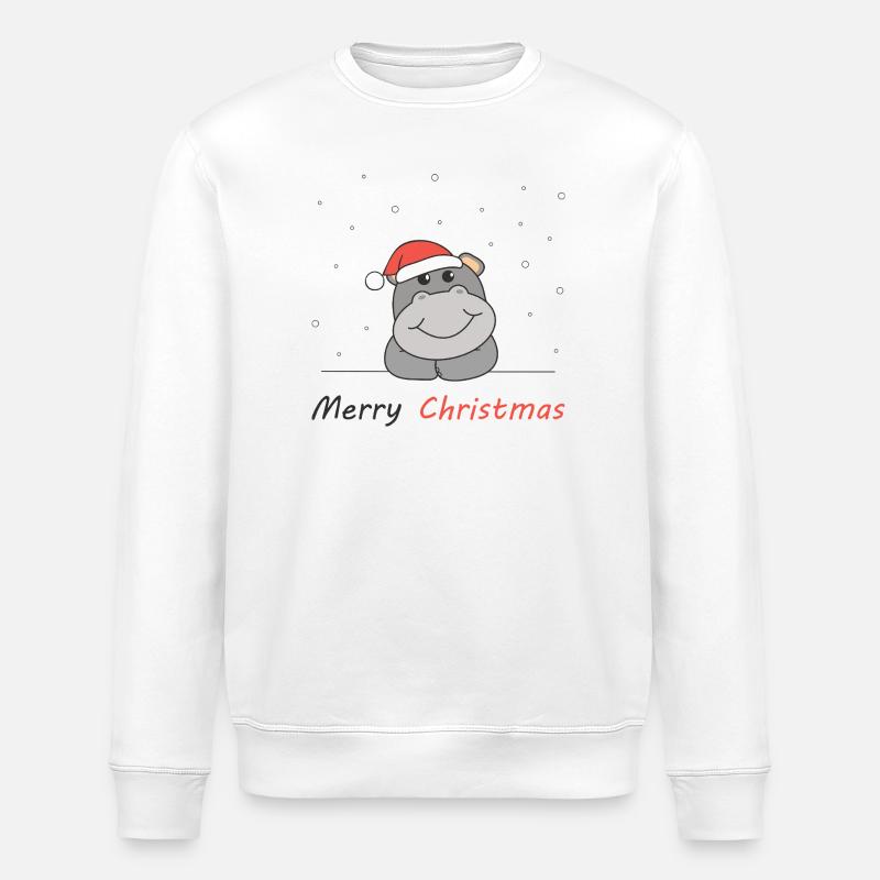 Hippopotame Noël Neige Hiver Animaux Hippopotames - Sweat bio ROLLER Stanley/Stella Unisexe - blanc