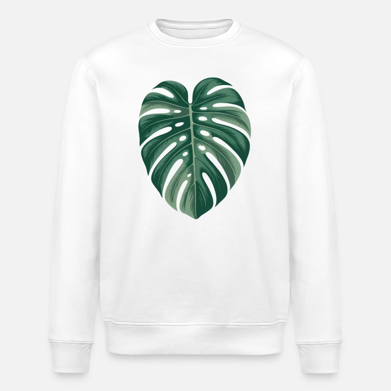 Illustration de feuille de Monstera tropicale - Sweat bio ROLLER Stanley/Stella Unisexe - blanc