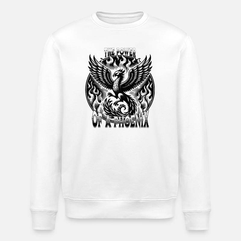 Fiery phoenix with fire - Stanley/Stella ROLLER Unisex Organic Sweatshirt - white