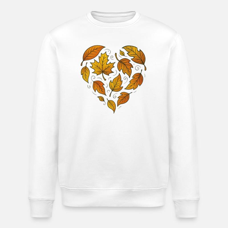 Autumn Heart Leaf Pattern - Stanley/Stella ROLLER Unisex Organic Sweatshirt - white