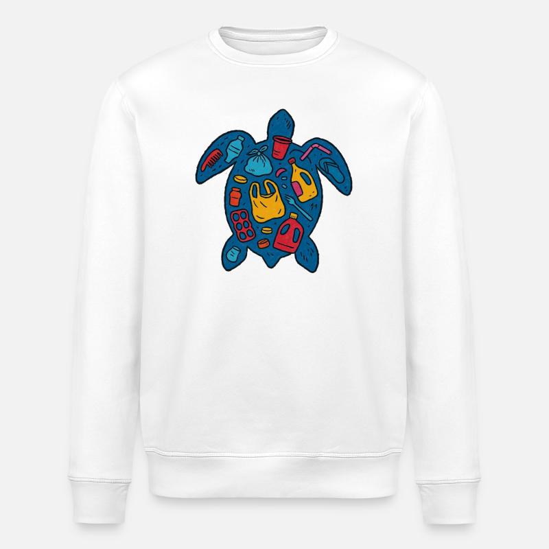 Umweltfreundliche Schildkröte mit Abfallkunst - Stanley/Stella Unisex Bio-Sweatshirt ROLLER - Weiß