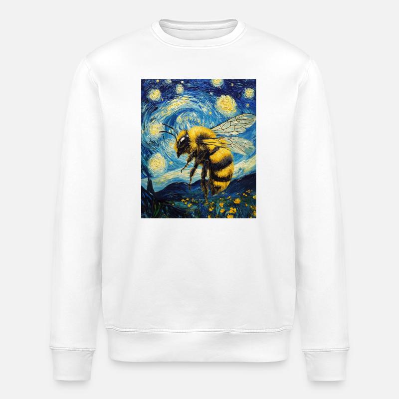 Biene Van Gogh Style Starry Night - Stanley/Stella Unisex Bio-Sweatshirt ROLLER - Weiß
