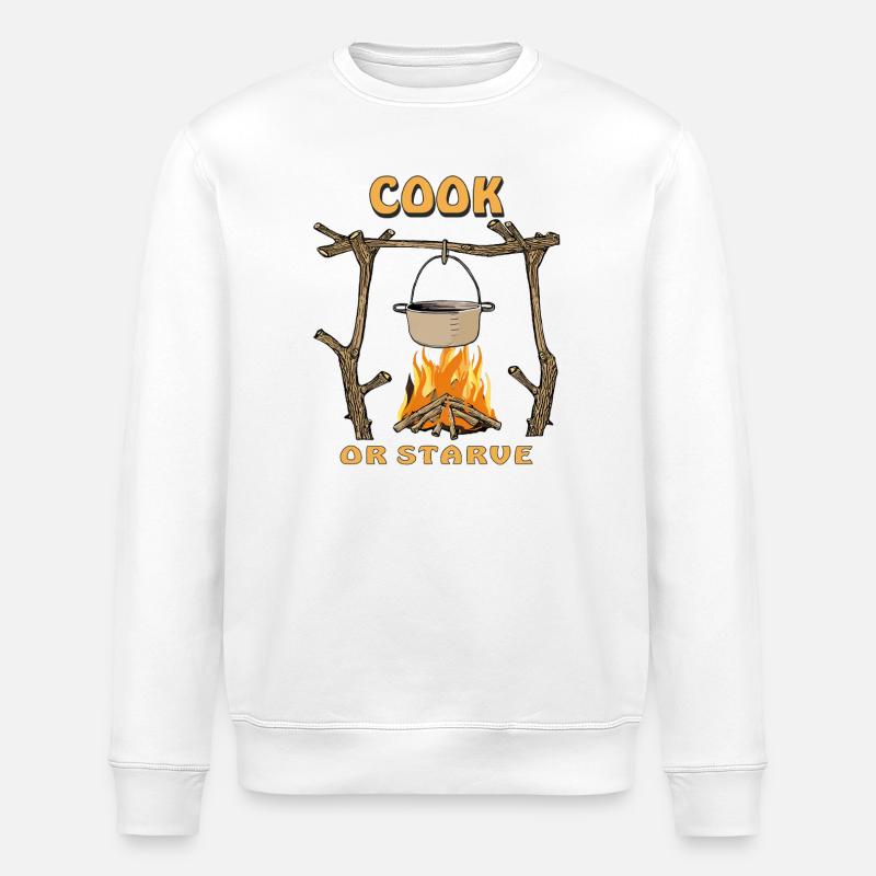 FEUERSTELLE COOK OR STARVE - Stanley/Stella Unisex Bio-Sweatshirt ROLLER - Weiß
