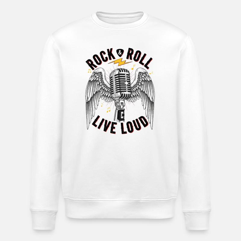 Rock And Roll Engel mit Mikrophon - Stanley/Stella Unisex Bio-Sweatshirt ROLLER - Weiß