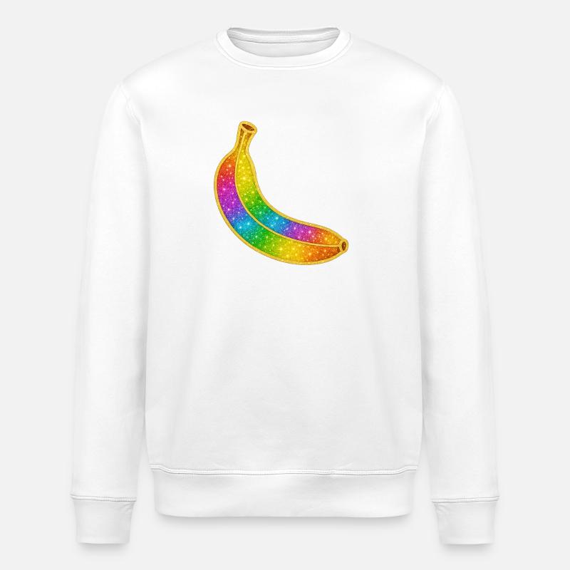 Regenbogen Glitzer-Banane - Stanley/Stella Unisex Bio-Sweatshirt ROLLER - Weiß
