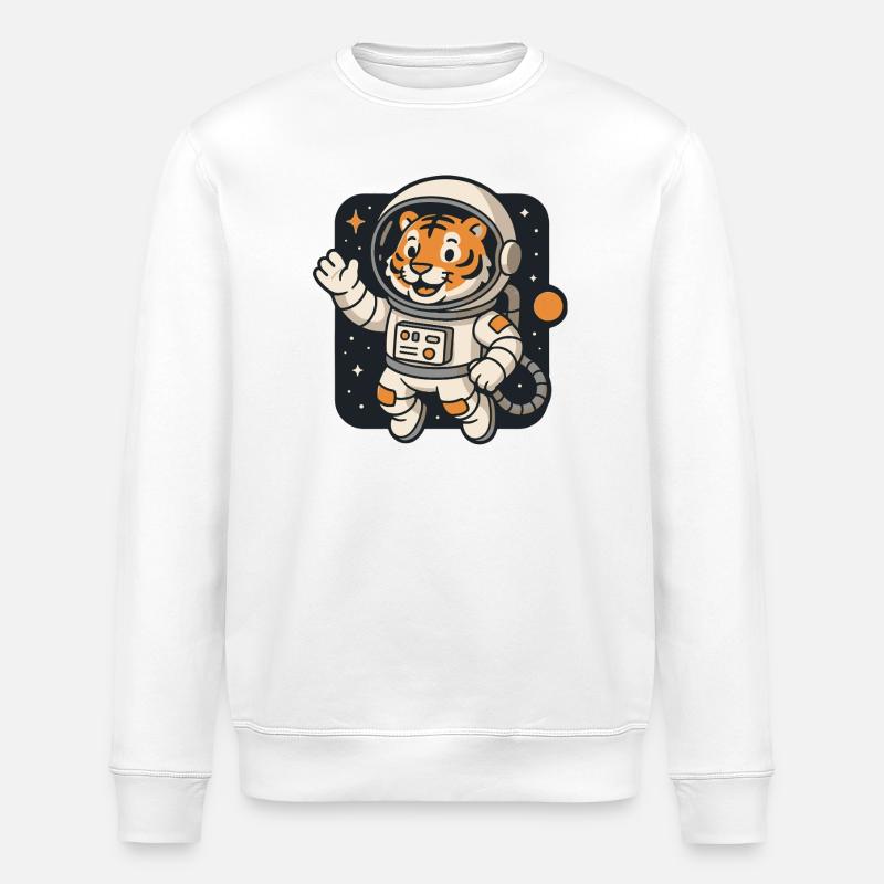 Abenteuerlicher Astronauten-Tiger - Stanley/Stella Unisex Bio-Sweatshirt ROLLER - Weiß