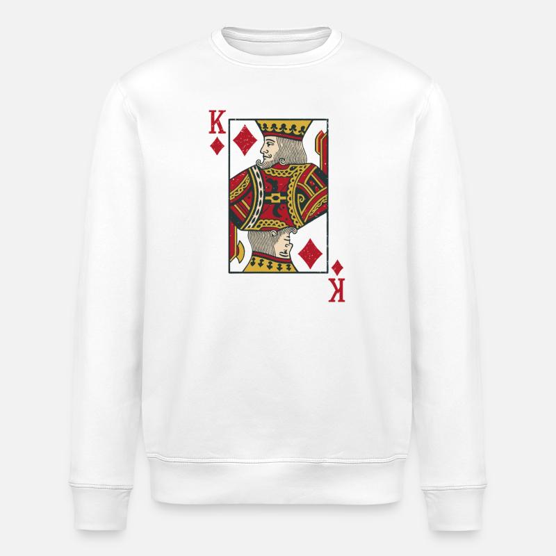 König Karo Karten Doppelkopf Romme - Stanley/Stella Unisex Bio-Sweatshirt ROLLER - Weiß