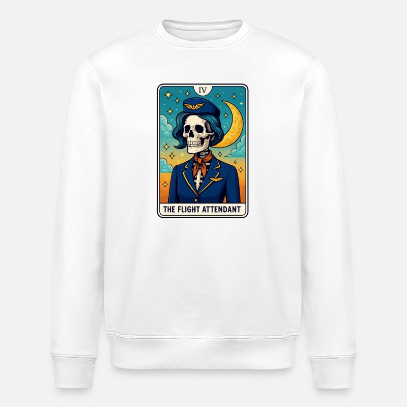 Conception de Tarot du Pilote Crâne - Sweat bio ROLLER Stanley/Stella Unisexe - blanc