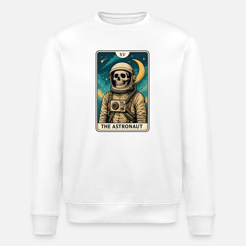 Astronaute avec crâne et ciel étoilé - Sweat bio ROLLER Stanley/Stella Unisexe - blanc