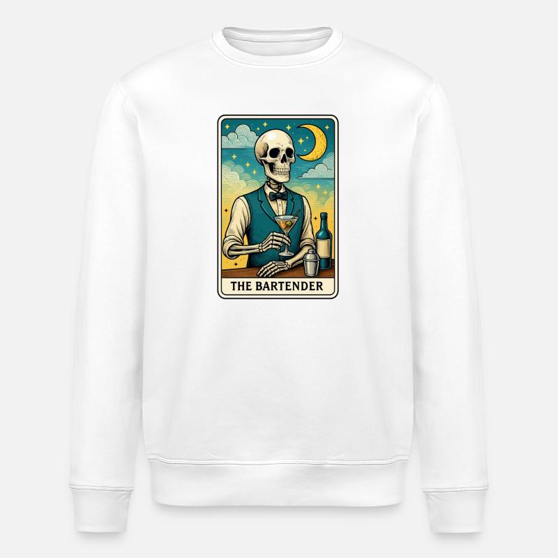 Skeleton bartender with moon sky - Stanley/Stella ROLLER Unisex Organic Sweatshirt - white