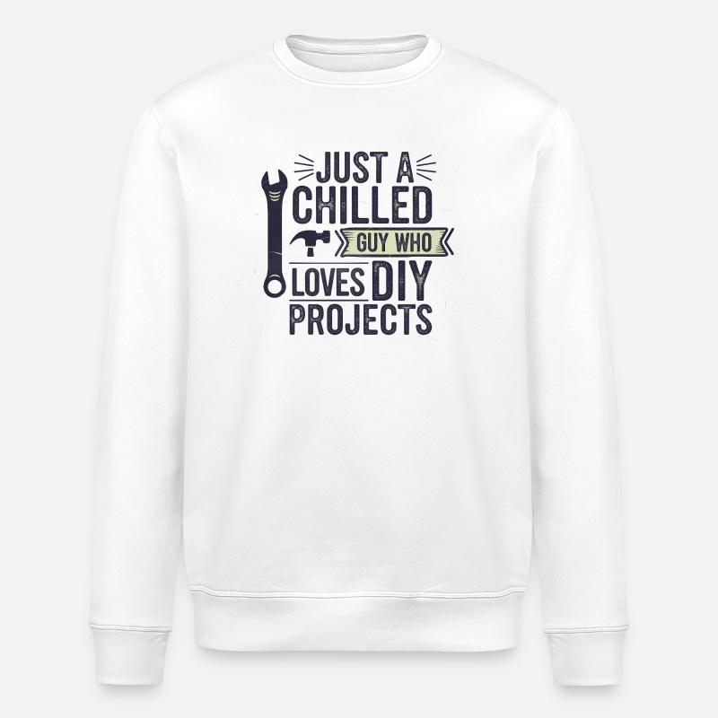 Chilliger Heimwerker-Typ, lustiger Spruch - Stanley/Stella Unisex Bio-Sweatshirt ROLLER - Weiß