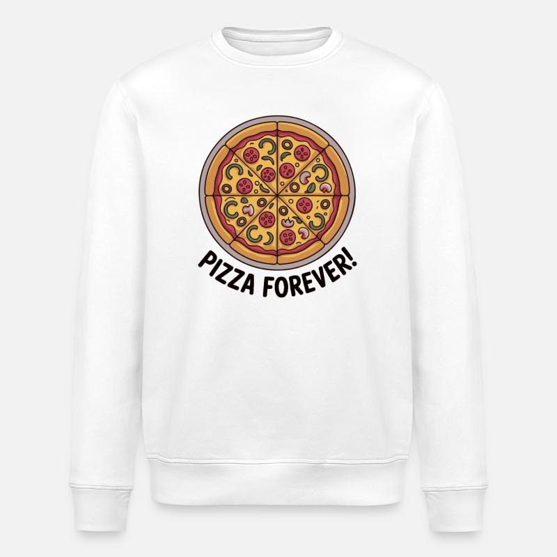 Retro Pepperoni Pizza Slice Pattern - Stanley/Stella ROLLER Unisex Organic Sweatshirt - white