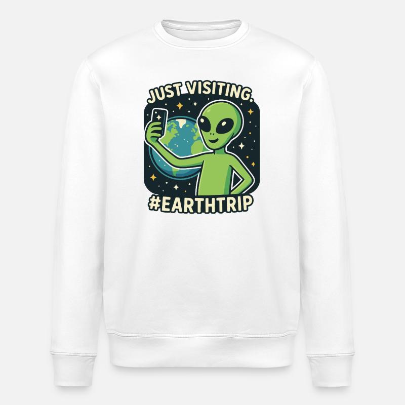 Selfie extraterrestre avec la Terre - Sweat bio ROLLER Stanley/Stella Unisexe - blanc