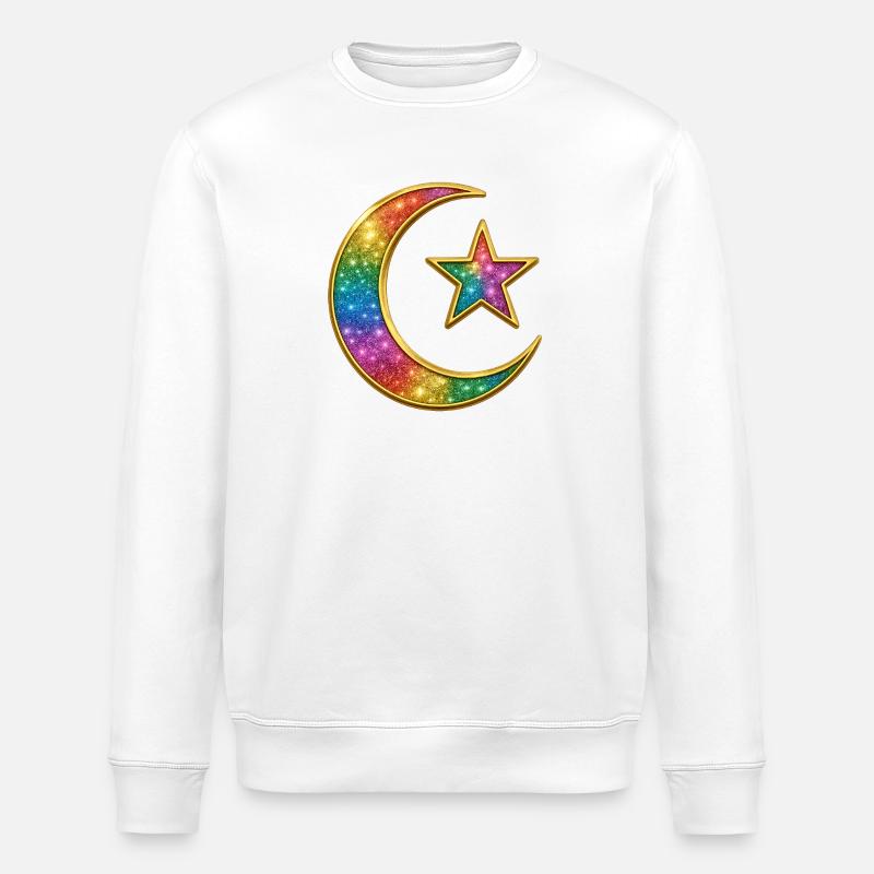Galaxy Moon and Star - Islamic Crescent - Stanley/Stella ROLLER Unisex Organic Sweatshirt - white
