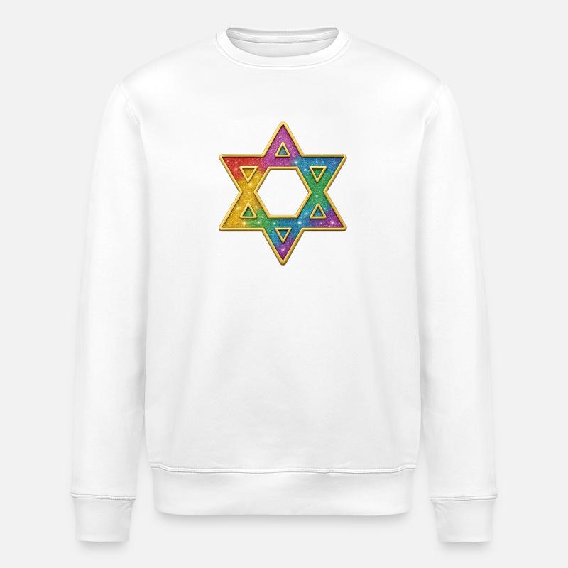 Regenbogen Stern Dekor - Stanley/Stella Unisex Bio-Sweatshirt ROLLER - Weiß