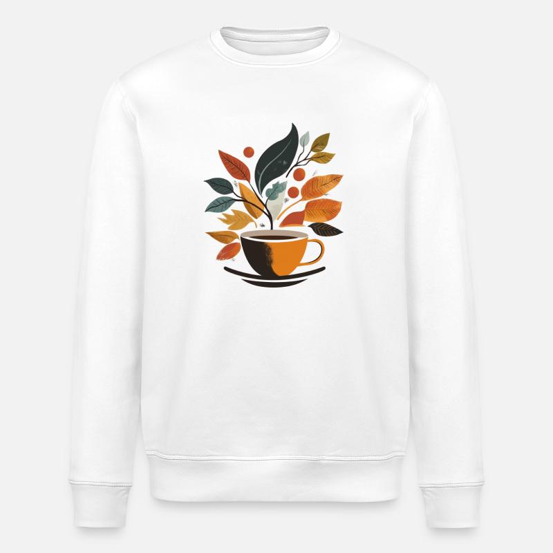 Coffee - Stanley/Stella ROLLER Unisex Organic Sweatshirt - white