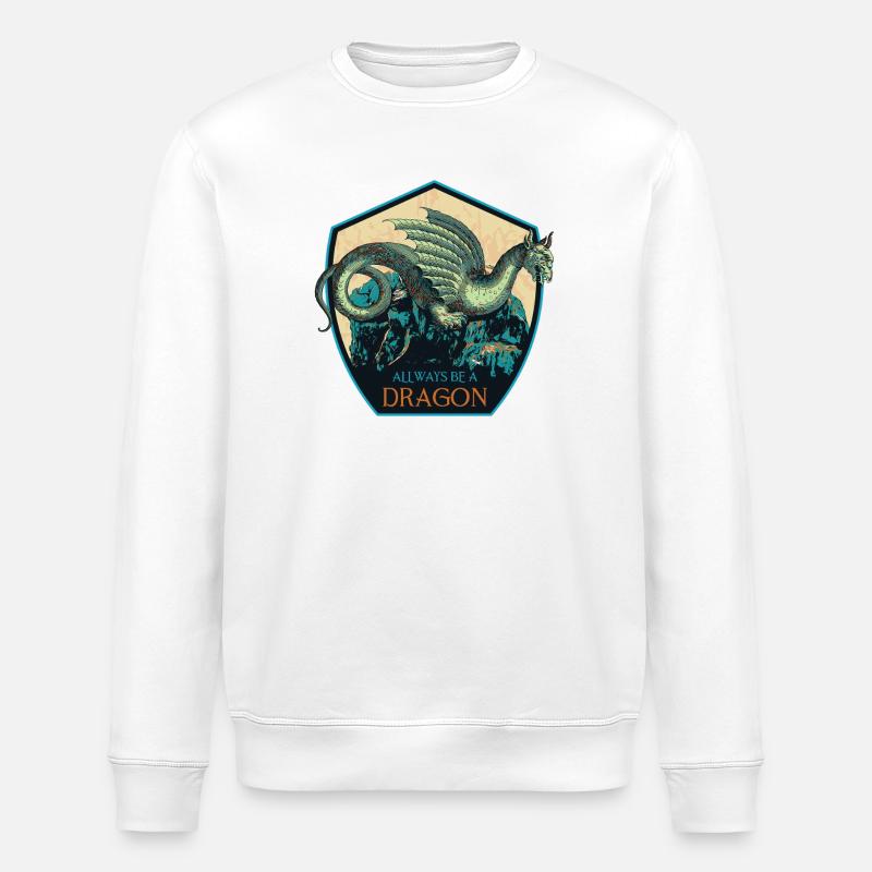 Mythical Dragon Crest and Magic Elements - Stanley/Stella ROLLER Unisex Organic Sweatshirt - white