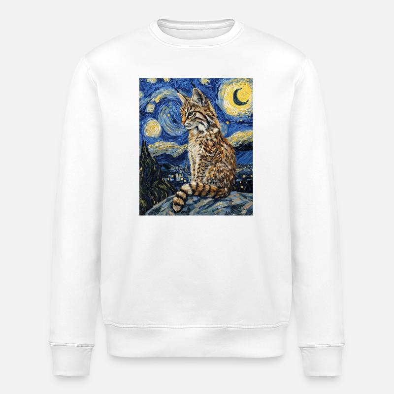 Lynx Van Gogh Style Starry - Stanley/Stella ROLLER Unisex Organic Sweatshirt - white
