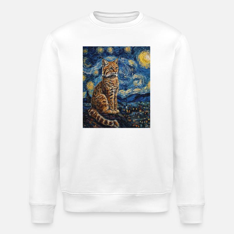Luchs Van Gogh Style Starry  - Stanley/Stella Unisex Bio-Sweatshirt ROLLER - Weiß