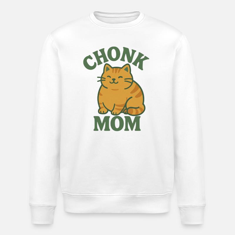 Chat roux Chonk Mom - Sweat bio ROLLER Stanley/Stella Unisexe - blanc