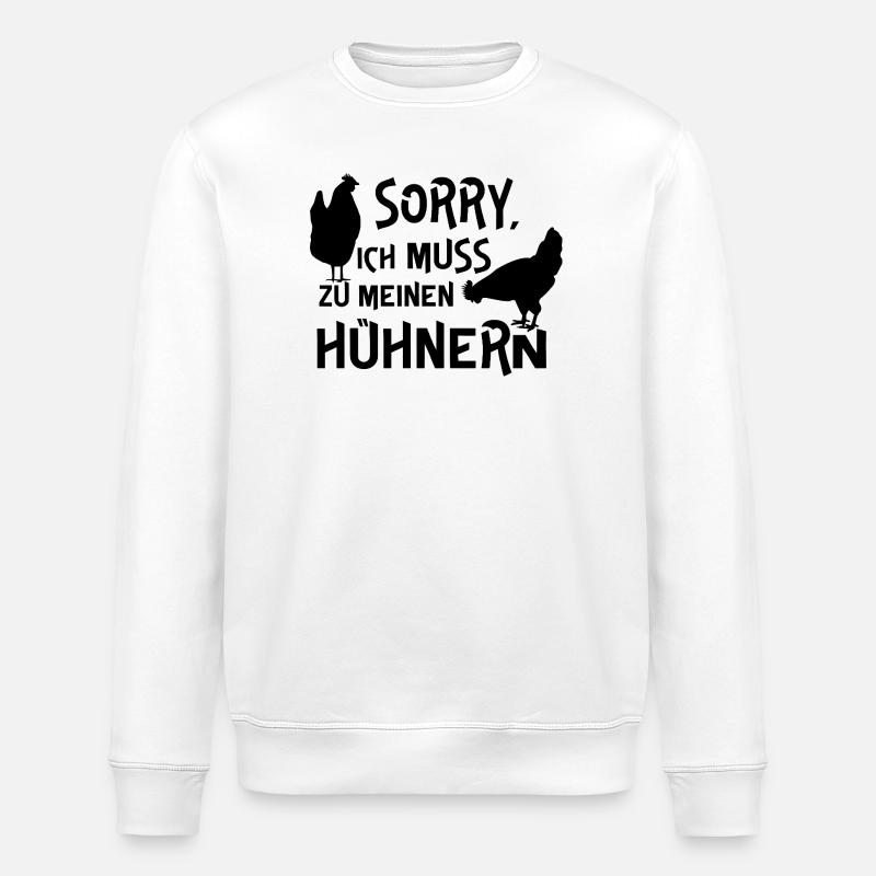 Humorous chicken design with text - Stanley/Stella ROLLER Unisex Organic Sweatshirt - white