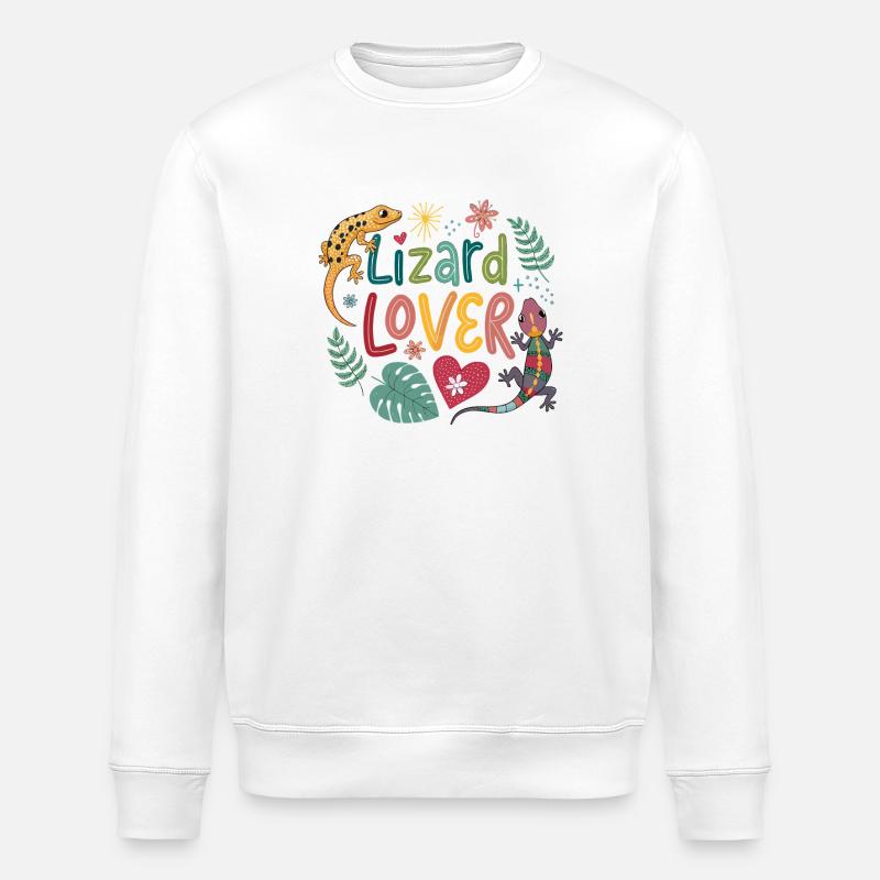 Lizard Lover Illustration - Stanley/Stella ROLLER Unisex Organic Sweatshirt - white