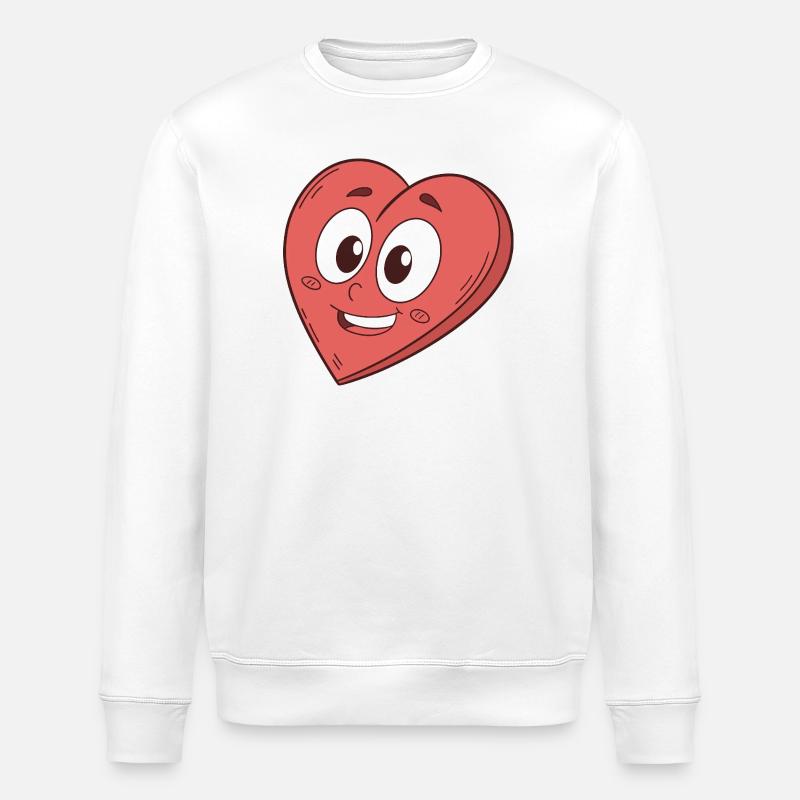 Kawaii Herz Charakter Illustration - Stanley/Stella Unisex Bio-Sweatshirt ROLLER - Weiß