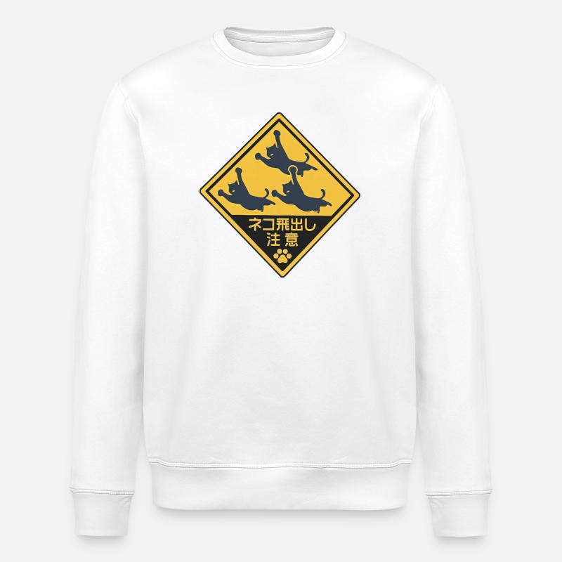 Panneau humoristique de chat volant - Sweat bio ROLLER Stanley/Stella Unisexe - blanc
