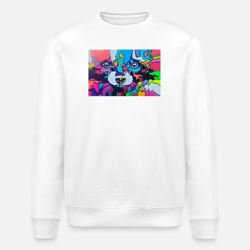 Bunter Waschbär - Stanley/Stella Unisex Bio-Sweatshirt ROLLER - Weiß