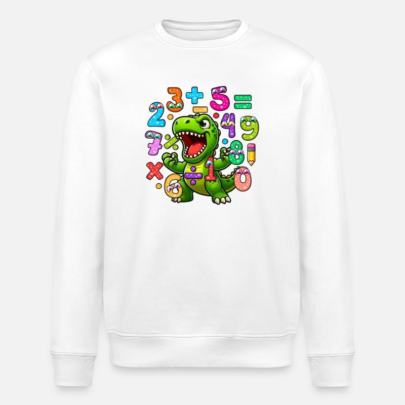 Number Day Playful Dinosaur Maths Design - Stanley/Stella ROLLER Unisex Organic Sweatshirt - white