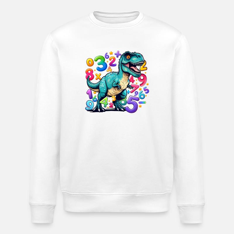 Zahlen-Dinosaurier mit verspieltem Zahlenmotiv - Stanley/Stella Unisex Bio-Sweatshirt ROLLER - Weiß