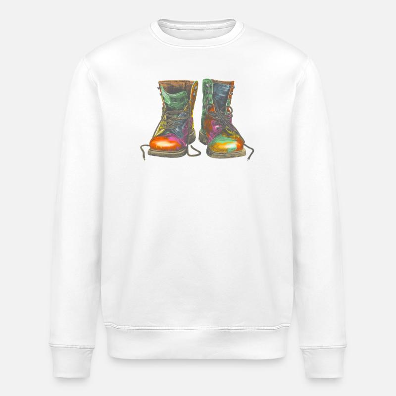 Bunte Graffiti Stiefel Illustration - Stanley/Stella Unisex Bio-Sweatshirt ROLLER - Weiß