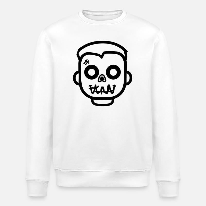 zombie_face - Stanley/Stella ROLLER Unisex Organic Sweatshirt - white