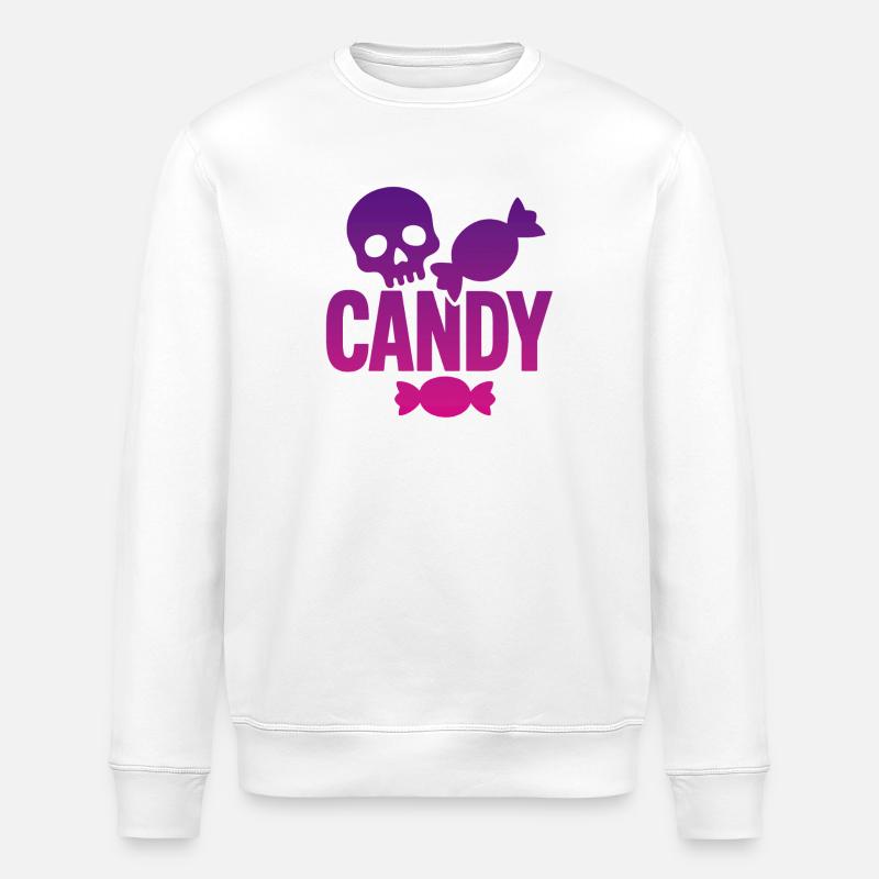 Skeleton and Whimsical Candy - Stanley/Stella ROLLER Unisex Organic Sweatshirt - white