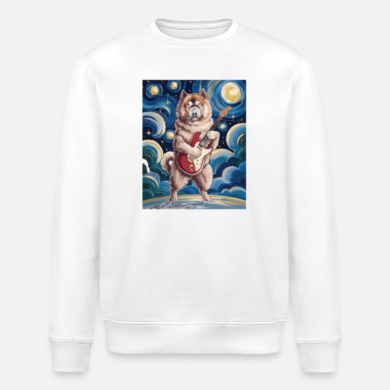 Starry Night Akita - Stanley/Stella Unisex Bio-Sweatshirt ROLLER - Weiß