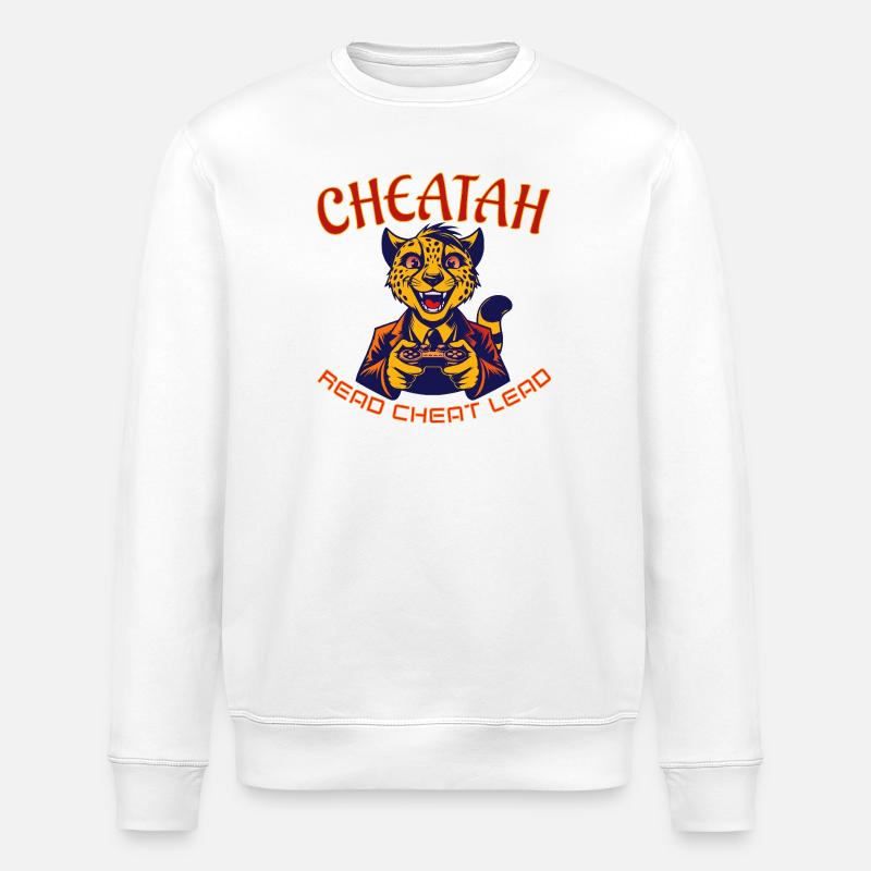 Cheatah Gaming Mascot Design - Stanley/Stella ROLLER Unisex Organic Sweatshirt - white