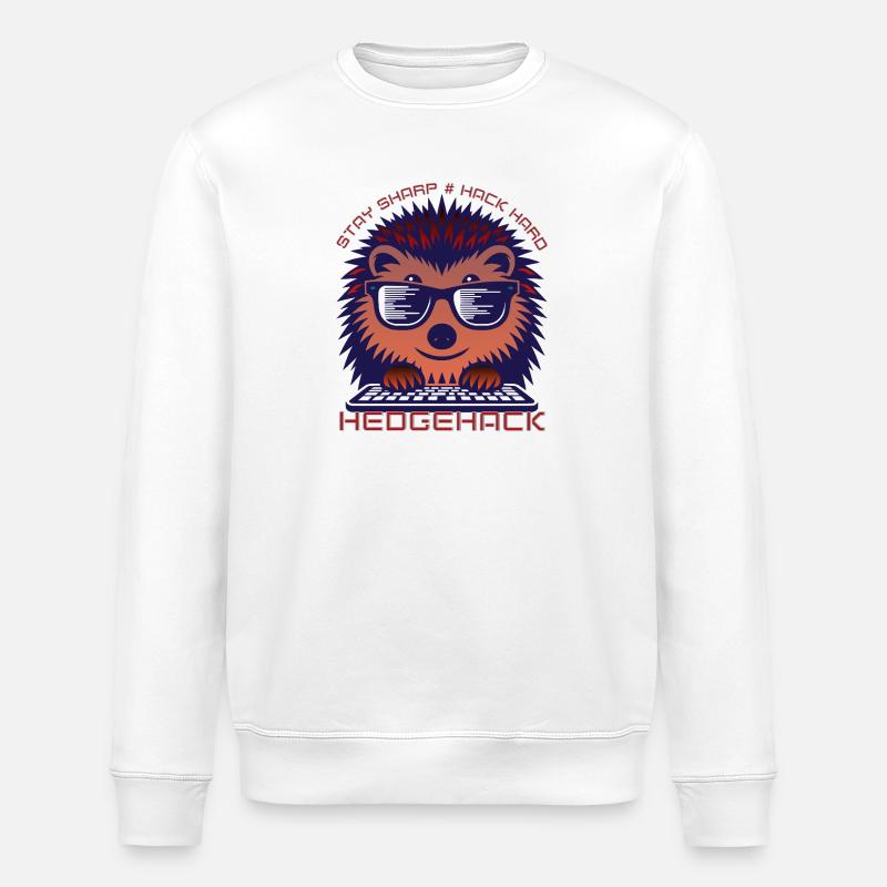 Hedgehog Coding Enthusiast T-Shirt - Stanley/Stella ROLLER Unisex Organic Sweatshirt - white