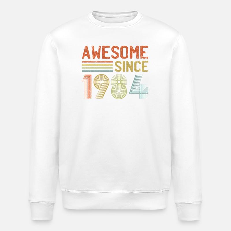 Retro-Jahresjubiläum-Logo-Design - Stanley/Stella Unisex Bio-Sweatshirt ROLLER - Weiß