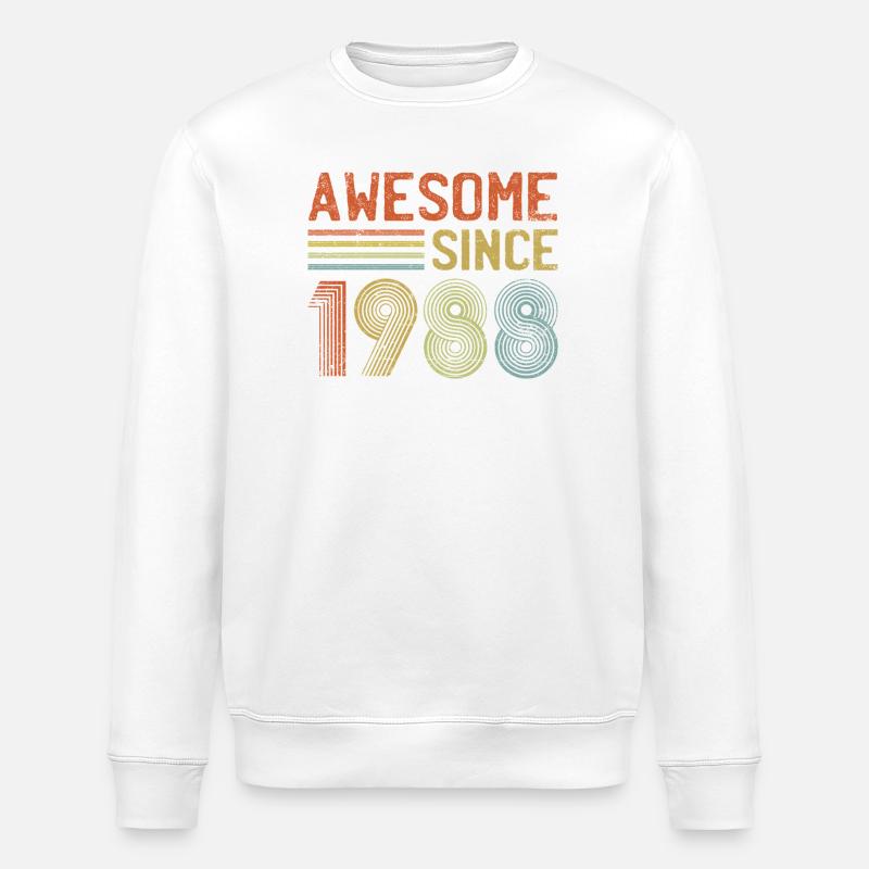Retro Yearly Celebration Design - Stanley/Stella ROLLER Unisex Organic Sweatshirt - white