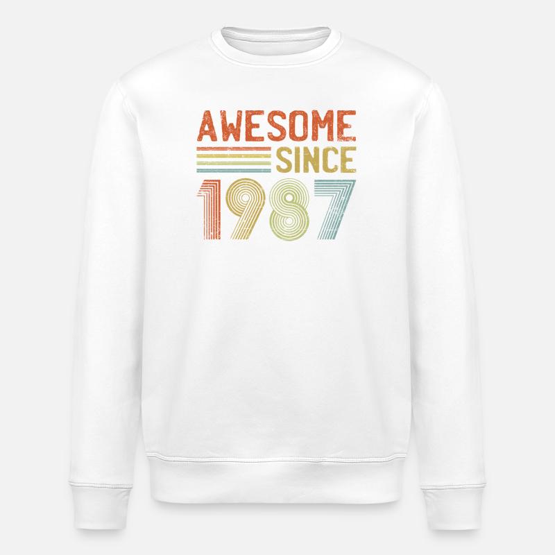 Rétro 1987 célébration Design - Sweat bio ROLLER Stanley/Stella Unisexe - blanc