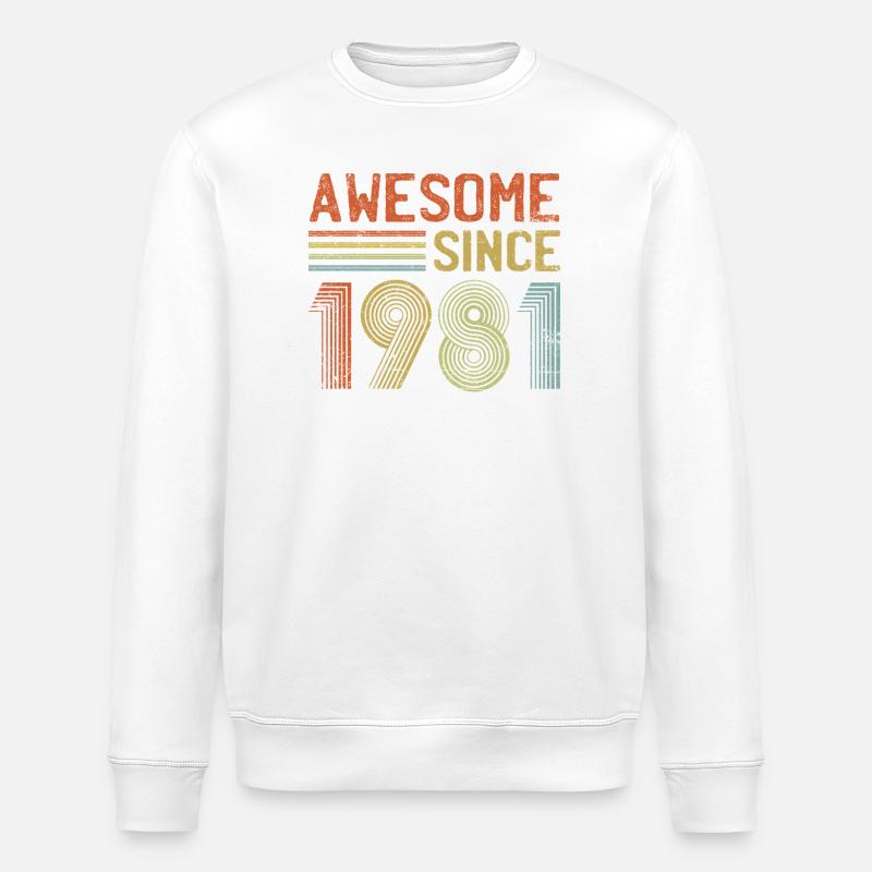 Retro 1981 Typography Design - Stanley/Stella ROLLER Unisex Organic Sweatshirt - white