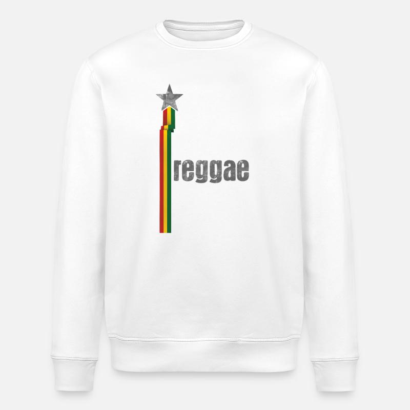 Reggae Star Rasta Logo Design - Stanley/Stella ROLLER Unisex Organic Sweatshirt - white