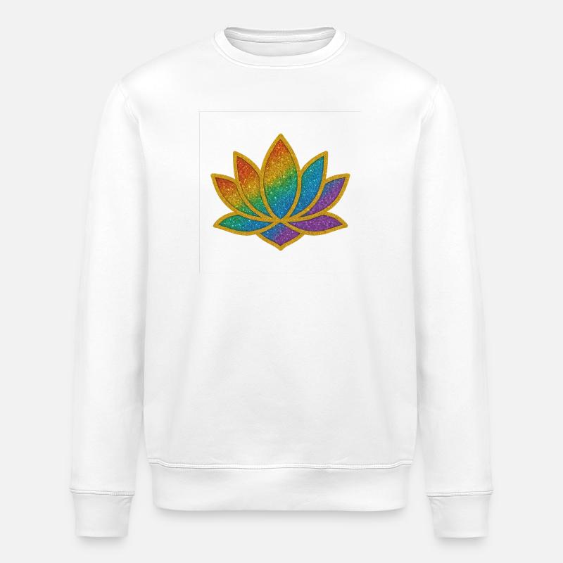Glitzernder Regenbogen Lotus - Stanley/Stella Unisex Bio-Sweatshirt ROLLER - Weiß