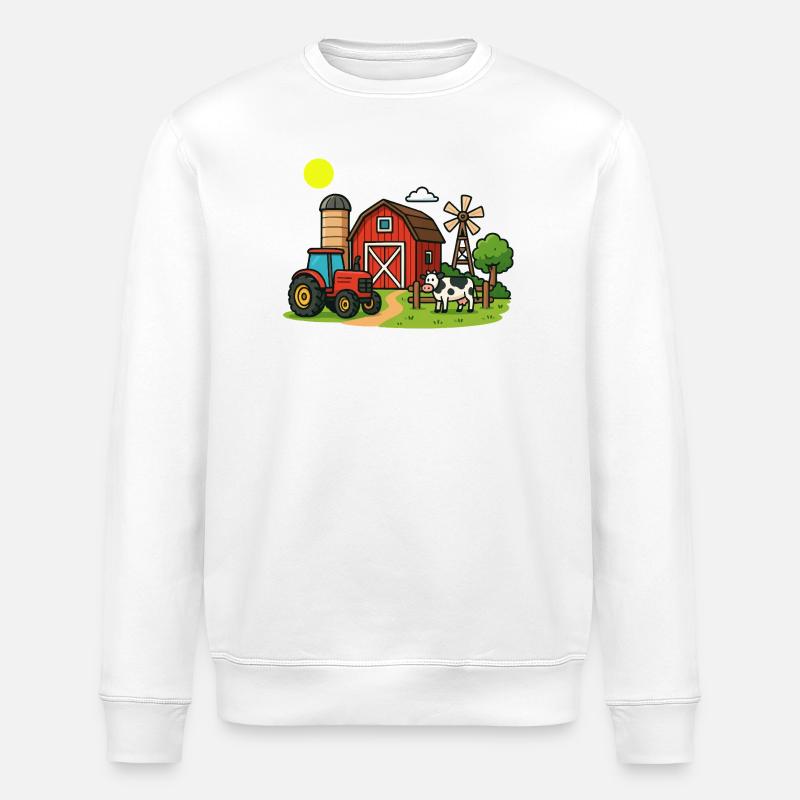Illustration de scènes de ferme rurale - Sweat bio ROLLER Stanley/Stella Unisexe - blanc