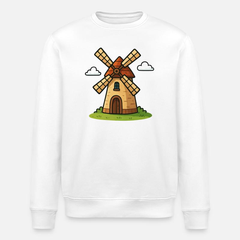 Märchenhafte Windmühle - Stanley/Stella Unisex Bio-Sweatshirt ROLLER - Weiß