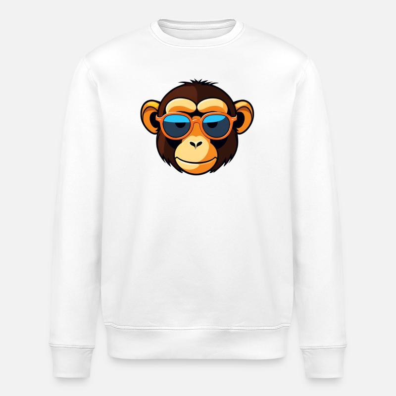 Cool Affe mit Sonnenbrille - Stanley/Stella Unisex Bio-Sweatshirt ROLLER - Weiß