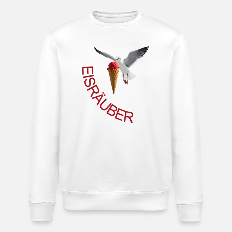 Möwe mit Eiscreme Eisräuber - Stanley/Stella ROLLER Unisex Organic Sweatshirt - white